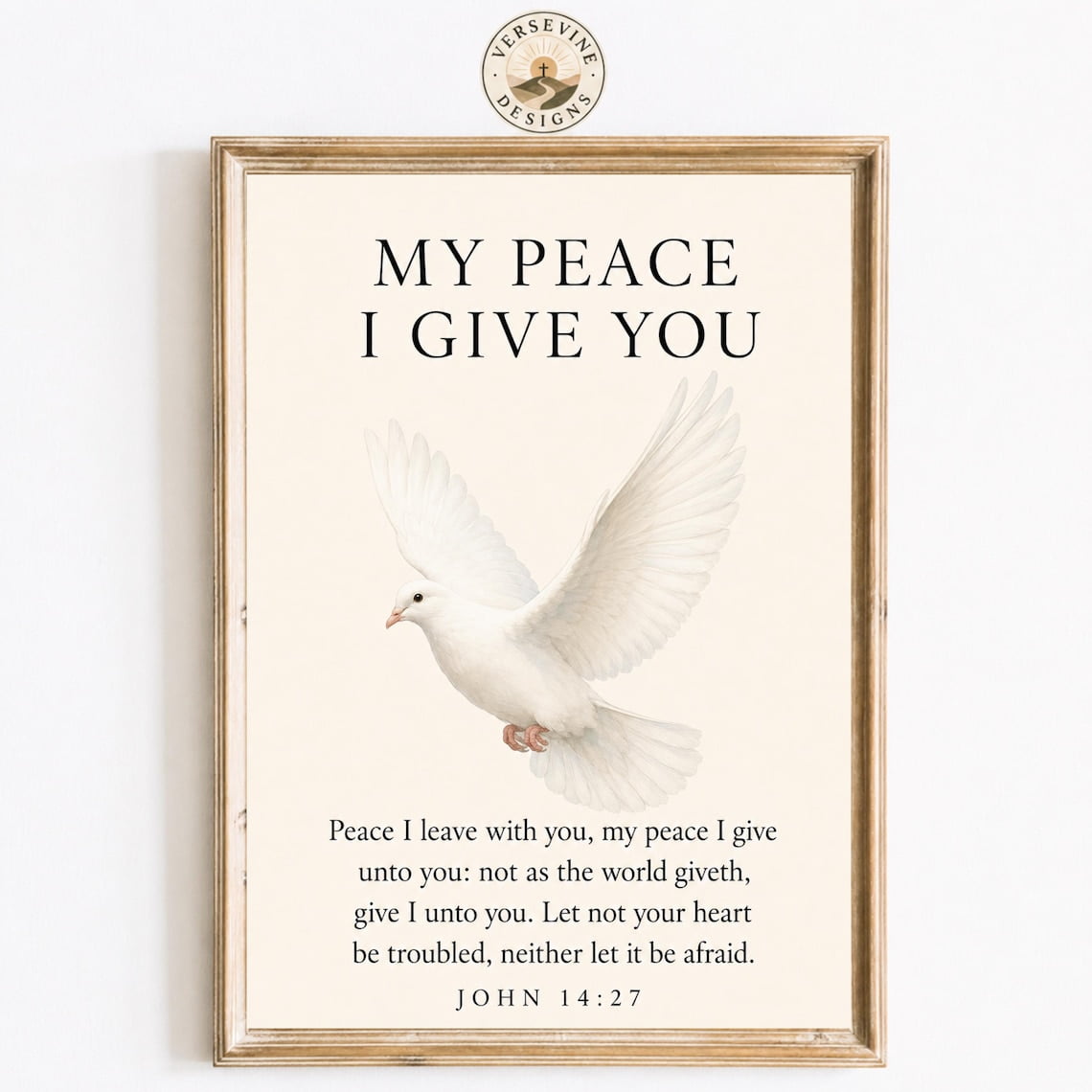 My Peace I Give You Wall Art John 1427 Christian Dove Print Scripture Decor Faith Inspired Peace Artwork Unframed Paper Print