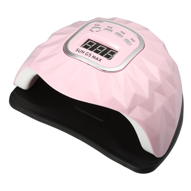 Lámpara de uñas UV-LED, secador de esmalte de uñas de gel portátil, secador de uñas de curado rápido, con sensor 4 temporizadores, 200 W, 45 piezas de luz de uñas, rosa