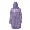 thumbnail image 4 of Vente de Liquidation! Pxiakgy Robe à Capuche Surdimensionnée pour Femmes Chandail Décontracté à Cordon de Serrage Long Chandail en Molleton avec Poche Mode Ourlet Fendu Manches Longues Hauts d'Automne Décontractés Vêtements de Détente Violet L, 4 of 8