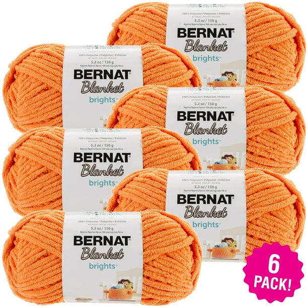 Bernat Blanket Brights Yarn Carrot Orange, Multipack of 6 Walmart