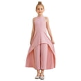thumbnail image 1 of LiiYii Girls Summer Birthday Jumpsuit for Wedding Pageant Party Ruffle Rompers Flare Bell Bottom Pink 12, 1 of 7