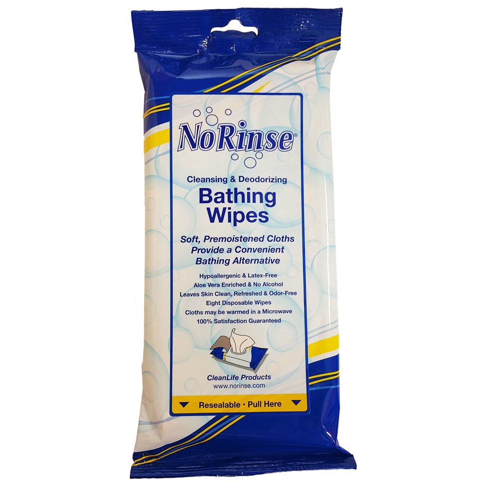 No Rinse Bathing Wipes, Microwaveable Hypoallergenic and LatexFree (8