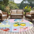 thumbnail image 4 of Summer Lemons Round Area Rug 6Ft Washable Circle Rugs for Bathroom Office, Coastal Nautical Shell Crab Pink Floral Non-Slip Carpet Floor Mats Indoor Outdoor Carpet Runner Aesthetic Home Decor, 4 of 8
