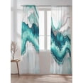 thumbnail image 2 of Marble Turquoise Sheer Curtains 2 Panels Set Modern Abstract Luxury Silver Texture Lihgt Filtering Rod Pocket Voile Drape, Semi Sheer Window Curtains for Bedroom Living Room, 52"x96", 2 of 5