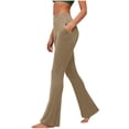 thumbnail image 2 of Women's High Waist Flare Leggings, Athletic Compression Pants with Pockets, Stretchy Soft Workout Yoga Bottoms for Gym, Fitness, and Casual Wear-Khaki, 2 of 6