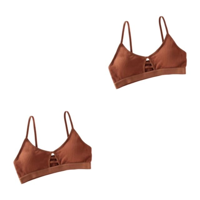 Sujetador Minnieouse Sujetador de tirantes finos Lencería Sexy Bralette transpirable sin costuras Marrón Tamaño libre 2Conjunto