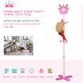 thumbnail image 4 of Qaba Kids Coat Rack Free Standing Wooden Tree Hanger with Crown Modeling Design 8 Hooks for Scarves Hats Clothes Bracelets Bags Gift for Toddler Girl Pink, 4 of 9