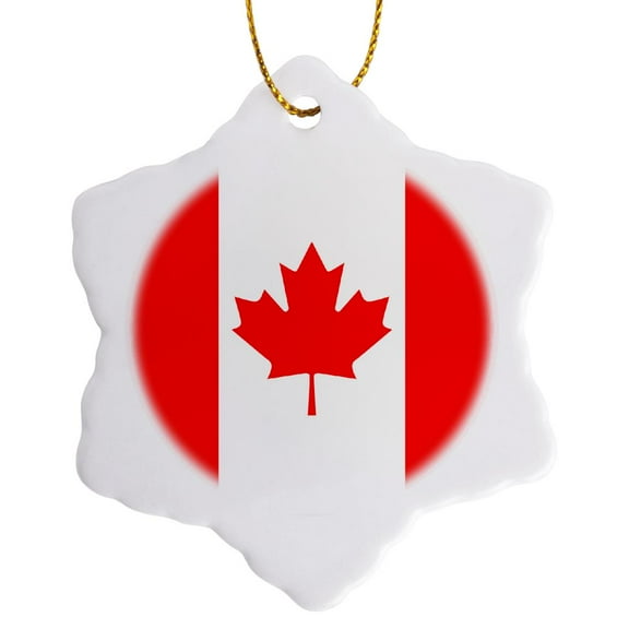 3drose, Canadian Flag, 3 inch Snowflake Porcelain Ornament
