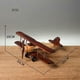 thumbnail image 2 of Retro Aircraft Handicraf Wooden Airplane Model, Vintage Biplane Model, 2 of 5