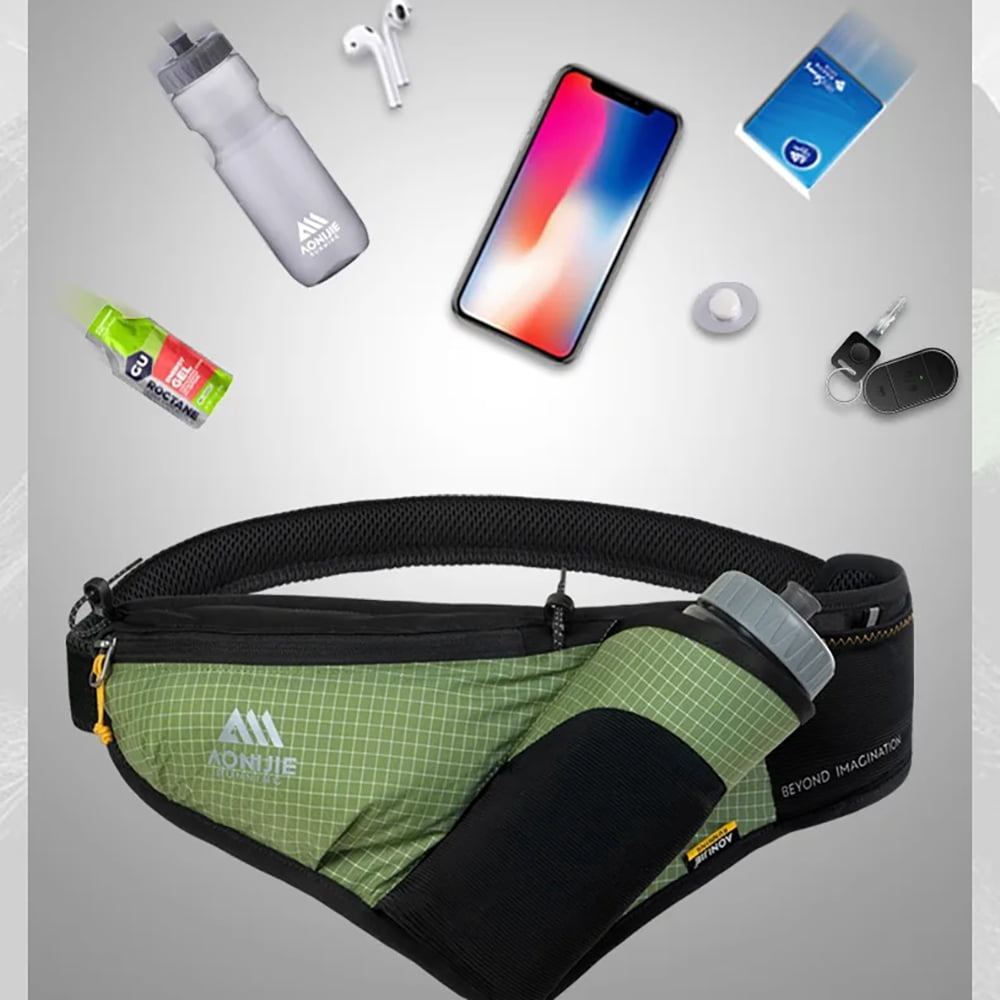 AONIJIE Lightweight Running Belt with Water Bottle - Hands-free Waist Pack for Women & Men - Perfect for Hiking, Marathon & Outdoor Sports - Fits Phone & Essentials