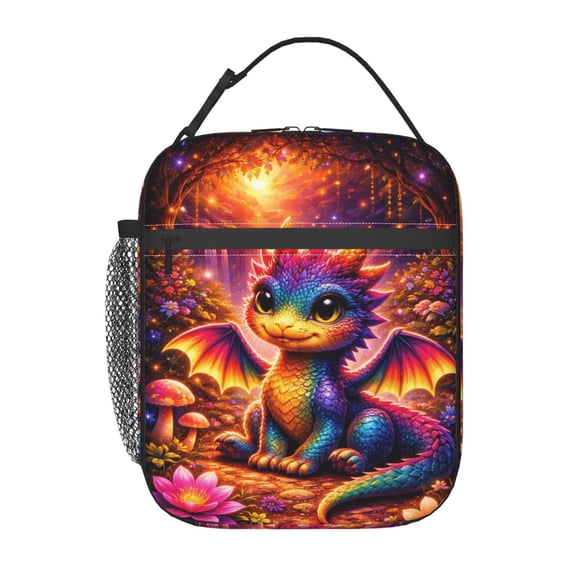 Rainbow Dragon Lunch Bag Reusable Thermal Lunch Tote with Handle for Women and Men