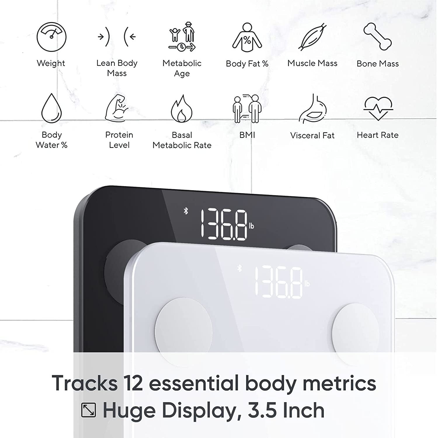 WYZE Smart Scale X for Body Weight, Digital Bathroom Scale for BMI, Body  Fat, Water and Muscle, Heart Rate Monitor, Body Composition Analyzer for