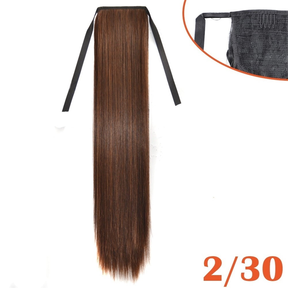 Long Straight Synthetic Pony Tail Clip in Hair Extensions Wrap Around Fake Ponytail Hairpiece