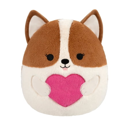 Squishmallows FuzzAMallow Official 12 inch Regina the Brown Corgi With Fuzzy Pink Heart - Child's Ultra Soft Plush Toy