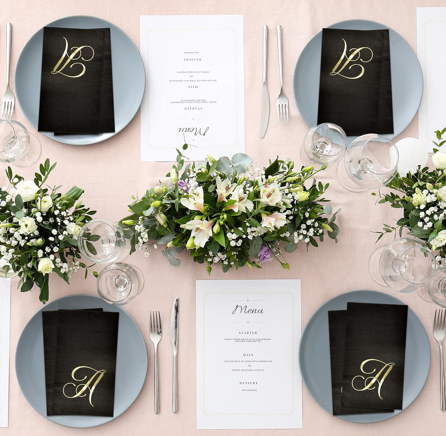 Gift Boutique Gold Monogram Letter A on Black Disposable Paper Napkins