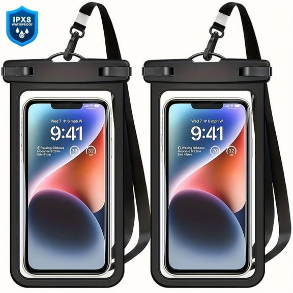 2 Pack Universal Waterproof Phone Pouches, Clear Touchscreen Dry Bag Cases for Smartphones Up to 7 Inch, Beach Swimming Boating Travel Protection