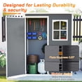thumbnail image 4 of LZBEITEM 5x3 ft Resin Outdoor Storage Shed with Floor, Garden Plastic Tool Shed with Window and Lockable Door, Colorfast, for Garden Backyard, Gray, 4 of 12