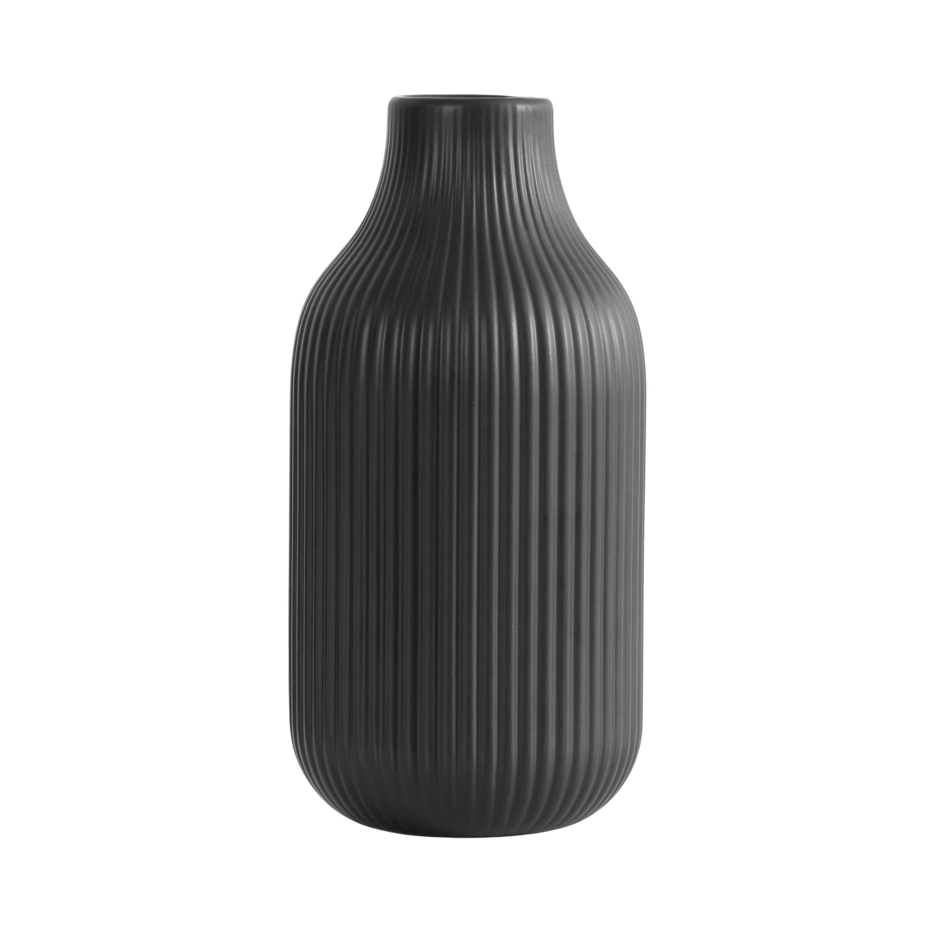 (2 pack) Better Homes and Gardens 6.5" and 8" Black Ceramic Vase 2 piece Set