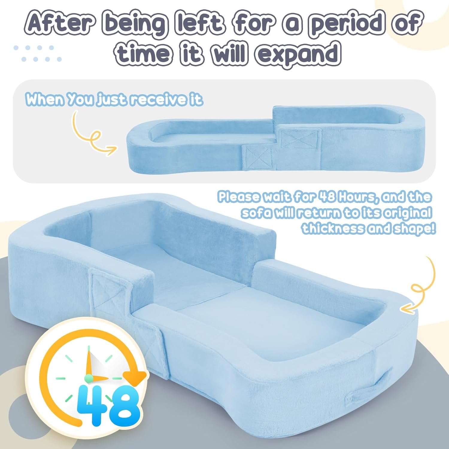 Toddler Travel Bed, 2-in-1 Foldable Portable Toddler Bed Sofa Chair, Soft Baby Kids Travel Floor Cot with Washable Covers Blue