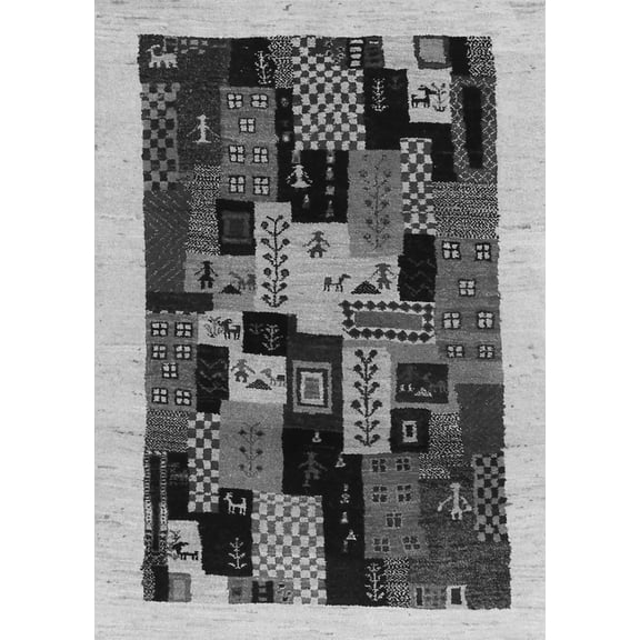 Ahgly Company Indoor Rectangle Abstract Gray Contemporary Area Rugs, 2' x 3'