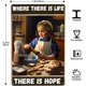 thumbnail image 3 of Letrero de hojalata de 20 x 30 cm "Donde hay vida hay esperanza", decoración de pared retro con texto "Girl Makes the Bread", pieza decorativa para habitación, bar o tienda., 3 of 8