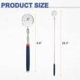 thumbnail image 2 of 2pcs Telescoping Inspection Mirror 2" Round 9.8" to 28.3" 360 Degree Stainless Steel Inspection Swivel Head Extendable Mirrors with Pocket Clip for Technicians Mechanics, Blue, 2 of 7