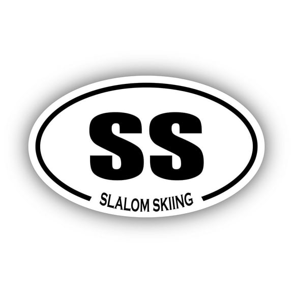 Slalom Skiing SS Oval Bumper Sticker 3M Vinyl Decal 3 in x 5 in