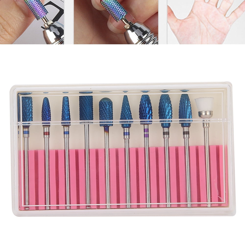 10Pcs Nail Grinding Head Nail Drill Bit Set Nail Polisher Accessory Manicure Tool Kit
