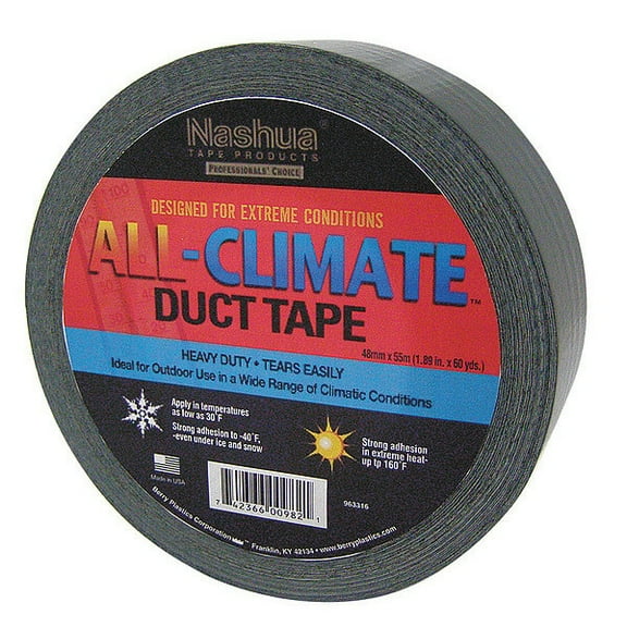 Nashua Duct Tape, Black, 60 yd L, 1-7/8 in W ALL-CLIMATE