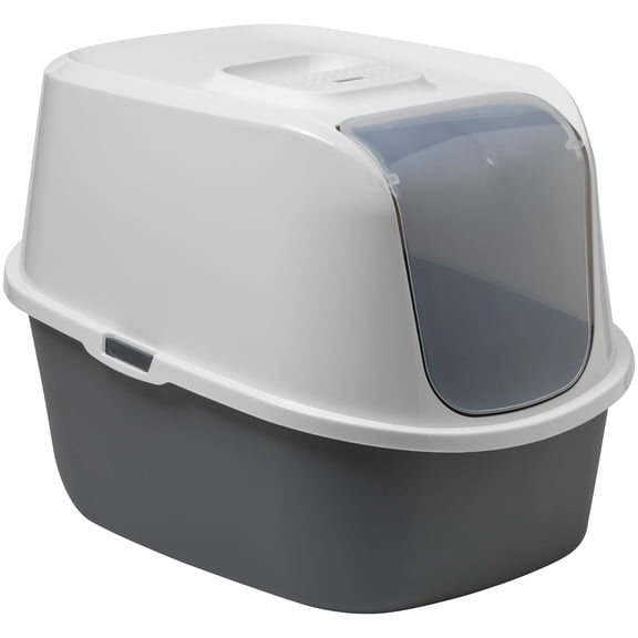 Moderna Gray Enclosed Litter Box for Cats, Large