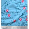 thumbnail image 1 of Soimoi Blue Cotton Jersey Fabric Leaves,Owl & Pink Floral Decor Fabric Printed BTY 58 Inch Wide, 1 of 1