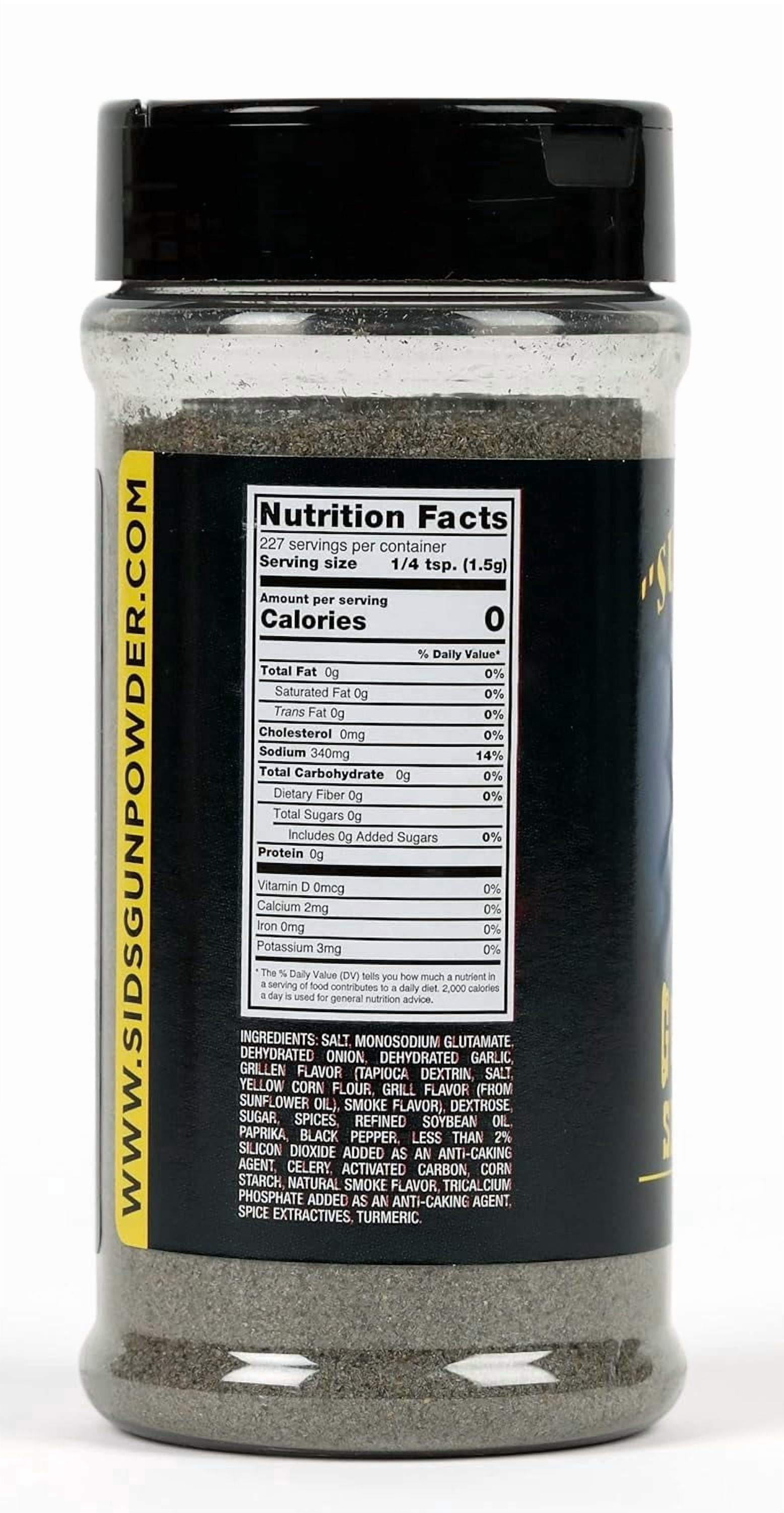 Sure Shot Sid’s Original Gunpowder Seasoning – All-Purpose BBQ Rub & Grill Seasoning with Activated Charcoal, 12 oz
