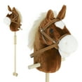 thumbnail image 1 of Qaba Cheval en Peluche Licorne avec Roues en Bois, Sons Réels pour Enfants, Marron, 1 of 10