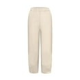 thumbnail image 4 of dmqupv Womens Capri Pants for Summer Wide Leg Pants for Women Work Business Casual High Waisted Dress Pants Flowy Trousers Office Beige 4XL, 4 of 5