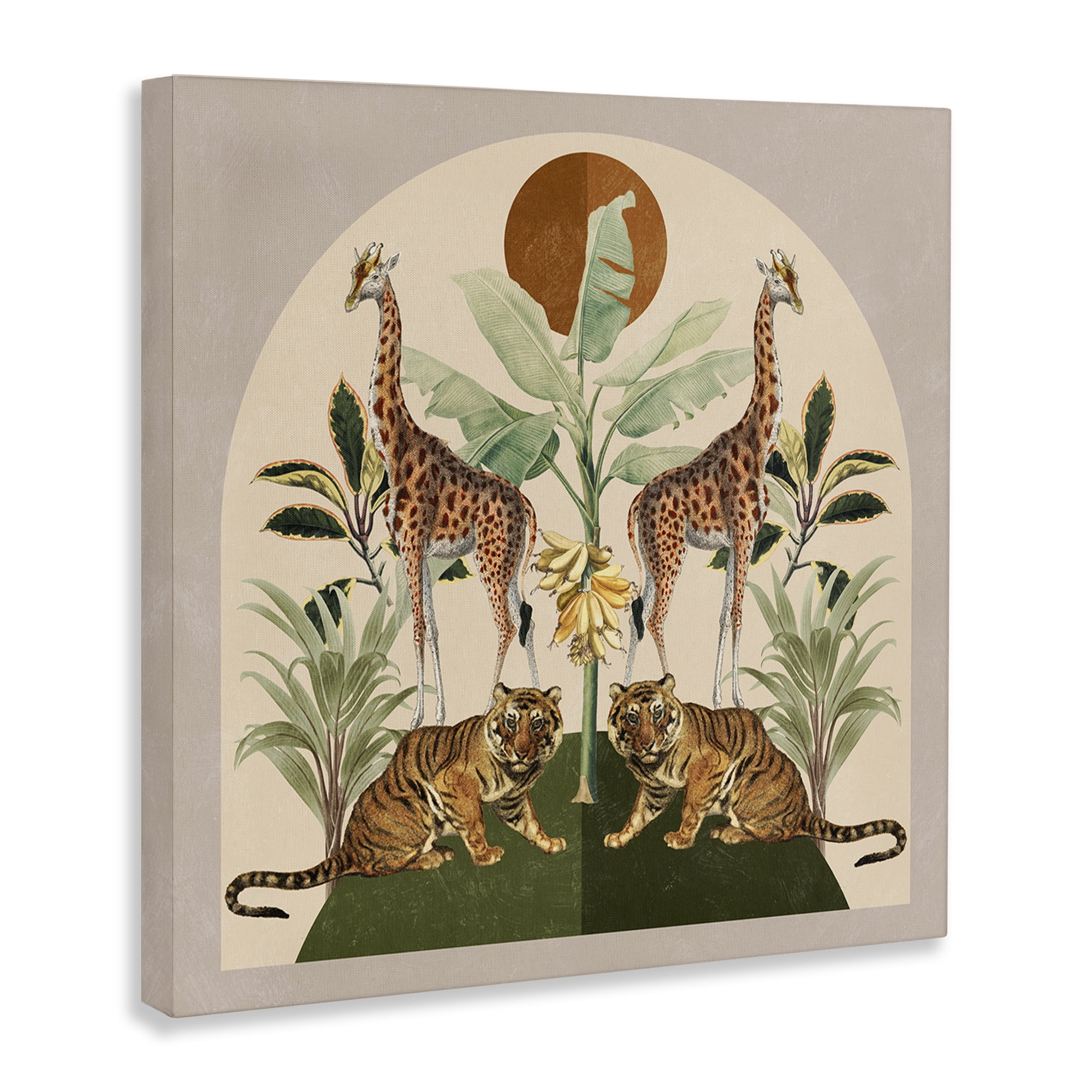 Stupell Industries Jungle Animals Motif Landscape Painting Gallery Wrapped Canvas Art Print Wall Art, 36 x 36