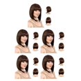 thumbnail image 2 of braveheart Style With Bob Wig With Adjustable Size Brown Cap Wigs With Bangs Bob Wigs 5Set, 2 of 6