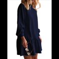 thumbnail image 1 of Vestido Estilo Sudadera de Larga para Mujer, Otoño 2025, Cuello Redondo, Punto Acanalado, Patchwork, Minivestidos Informales. Azul Marino L, 1 of 8