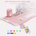 thumbnail image 4 of Nueva mesa de juegos rosa con luz RGB, ancla femenina a la moda, escritorio de ordenador, escritorio de estudio para dormitorio, escritorio negro para niñas y niños, escritorio de 100/120CM, 4 of 4