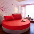 thumbnail image 3 of 2 uds, y rojo, , sábanas ajustadas sólidas, completas para cama forma forma forma , diámetro 220 cm, arrugas y resistentes a la Macarena Sábana bajera redonda de algodón, 3 of 8