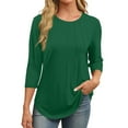 thumbnail image 2 of Womens Blouses 3/4 Length Sleeve Womens Tops Round Neck Casual Tunic Tops Basic Pleated Shirts Loose Fit 2025 Long Sleeve Shirts for Women, 2 of 6