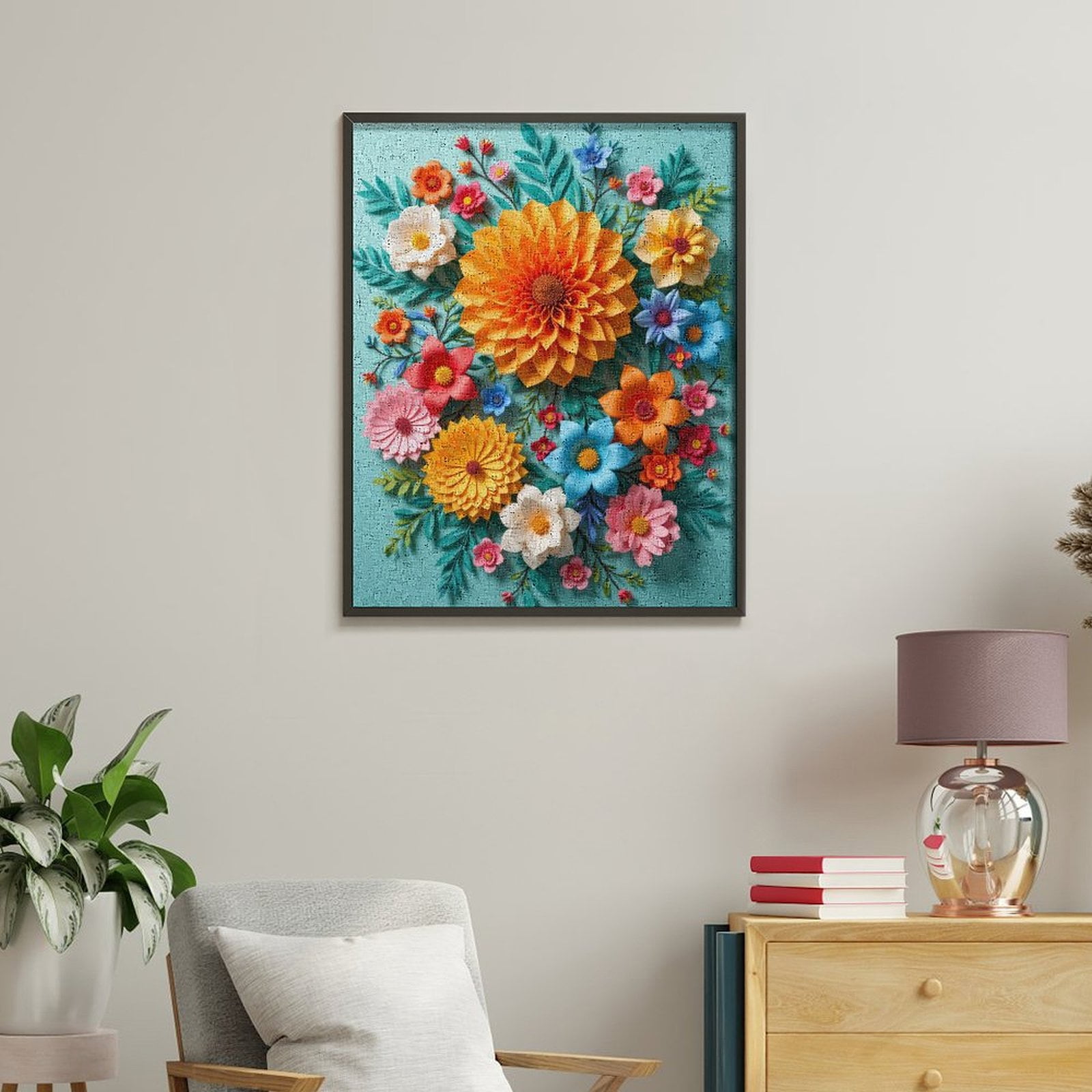 Paint By Numbers Kit for Adults Beginner - Paper Floral Art Design Bouquet DIY Canvas Painting Kits for Adults, Frameless Paint By Number for Adults for Home Wall Decor 16x20 Inch