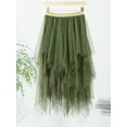 thumbnail image 5 of Coduop Women Midi Skirts Contrast Color Elastic Waist Irregular Multi-Layered Tulle Skirt, 5 of 9