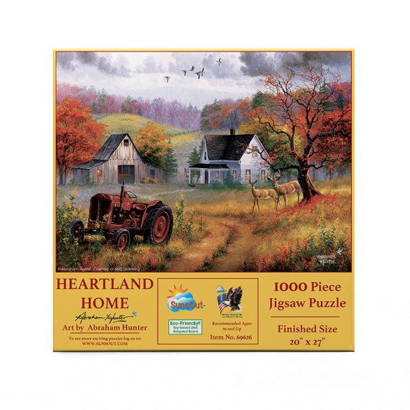 SUNSOUT INC - Heartland Home - Casse-Tête 1000 Pcs par l'Artiste : Abraham Hunter - Taille Finie 20 Pouces x 27 Pouces - MPN 69626