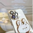 thumbnail image 6 of Cute Bunny Hidden Stand Compatible with iPhone 14 Pro Case, Soft TPU Bumper Shockproof 3D Mirror Rabbit Bracket Purple Phone Case with Camera Protection for Women, Girl - Lilac, 6 of 6