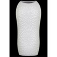 thumbnail image 1 of Ceramic Tall Engraved Leaf Design Half-Circle Vase, Large, White, 1 of 1