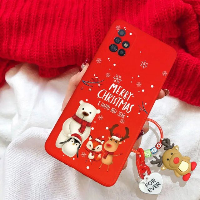 Christmas Reindeer Santa Claus Key Chain Case For iPhone 15 Pro Max 15 Pro For iPhone 15 Plus Hat Tree Snowman Tpu Cover