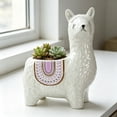 thumbnail image 4 of 6 inch Cute Alpaca Flower Pots, Animal Decorative Ceramic Planters for Indoor Gardens and Cacti, Colorful Office and Home Decor for Living Room,Kitchen, or Desk, 4 of 7