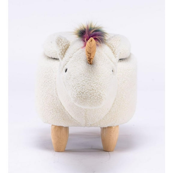 Home 2 Office Animal White and Multi Color Storage Ottoman
