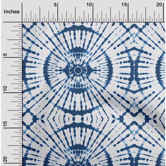 oneOone Cotton Poplin Twill Dark Blue Fabric Circle Shibori Dress Material Fabric Print Fabric By The Yard 56 Inch Wide
