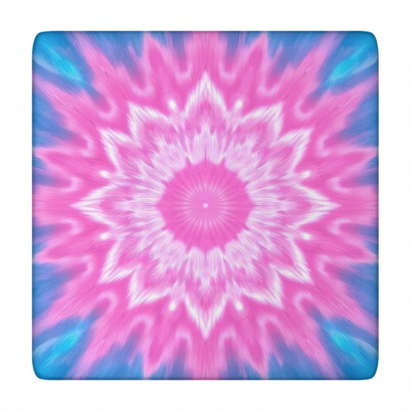 Pink Tie Dye Lotus Pattern Square Fitted Tablecloth with Elastic Edge,Square Table Cover,Washable Elastic Table Cover for Home Kitchen Party Decor 34"x34"